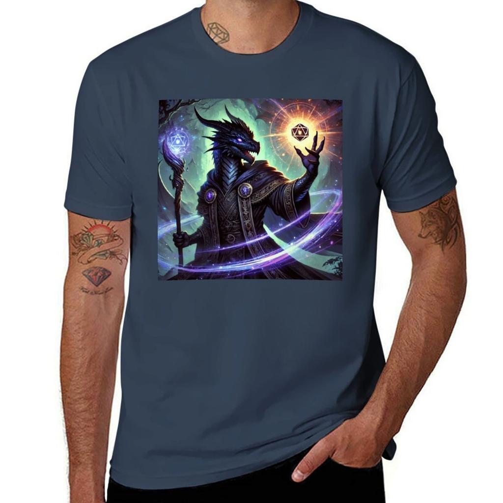 Black Dragonborn Warlock TShirt Daily Work Short Sleeve Top