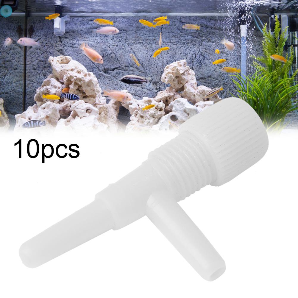 10Pcs Plastic Aquarium Fish 3 Way Pump Control Valves (White)