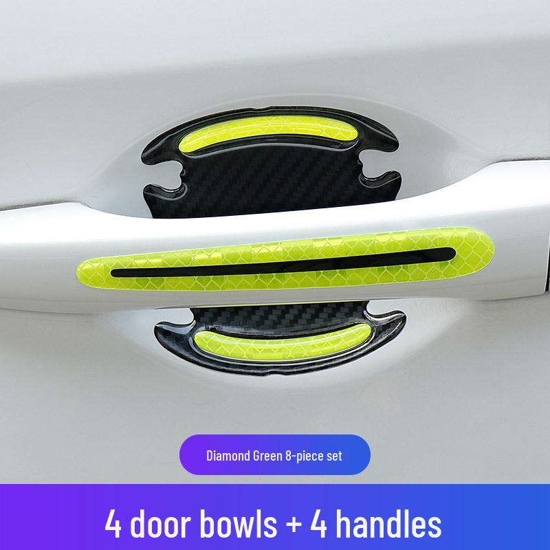 Reflective Carbon Fiber Anti-Collision Car Stickers for Handles, Door Bowl, and Mirrors