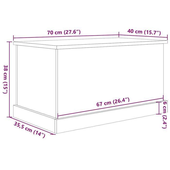 VidaXL Boîtes de rangement vieux bois 70x40x38 cm bois d'ingénierie, boîte à outils, bac de rangement, rangement d'outils, 857161