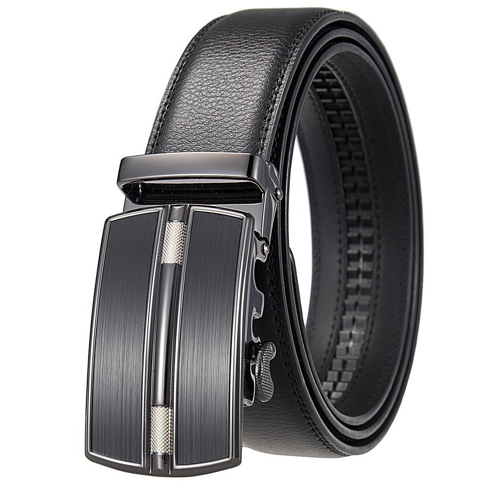 

Мужской кожаный ремень с храповым механизмом, крутой и стильный, регулируемая автоматическая квадратная сплавная пряжка, автоматический кожаный ремень с пряжкой, повседневный деловой 110-130cm