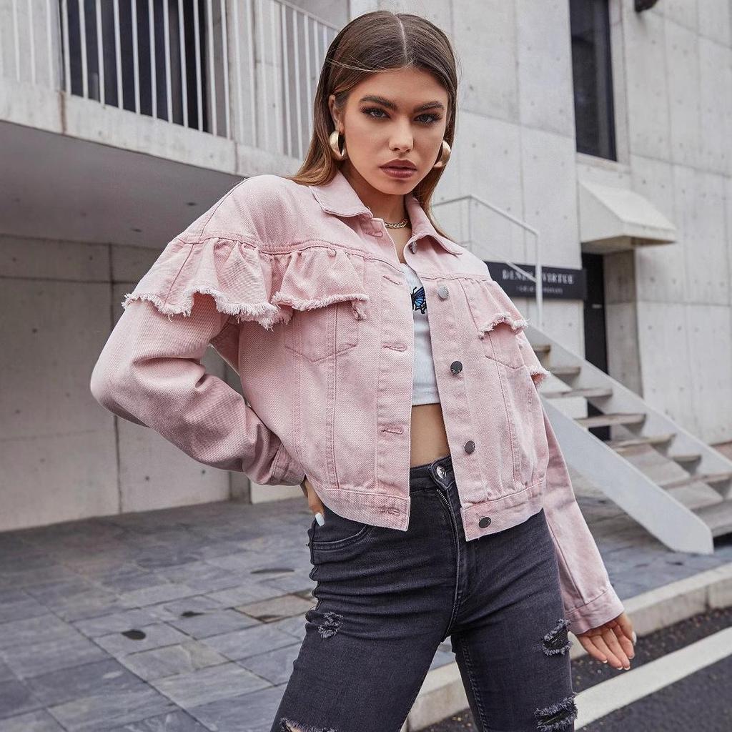 European and American Women's Casual Raw Edge Short Denim Jacket - Versatile INS Style.