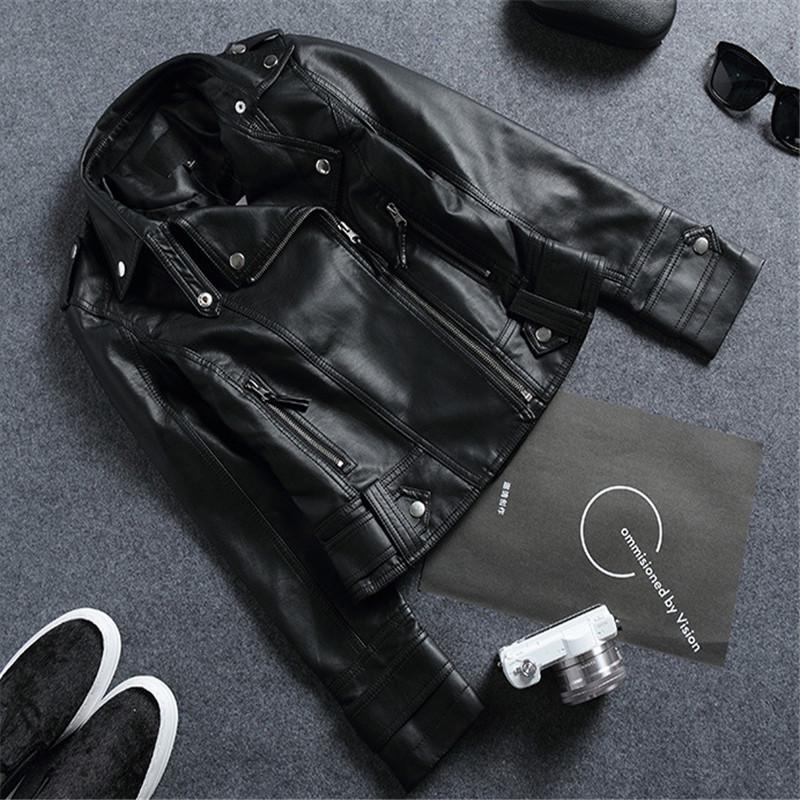 2023 Haining Spring & Autumn Women's Slim Fit PU Leather Motorcycle Jacket with Turn-Down Collar