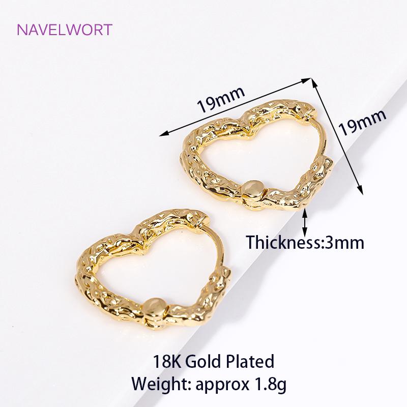

Fashion 18K Gold Plated Brass Heart/Oval Hoop Earring Vintage High Quality Earrings For Women Jewelry Party Gifts Wholesale 2 pieces