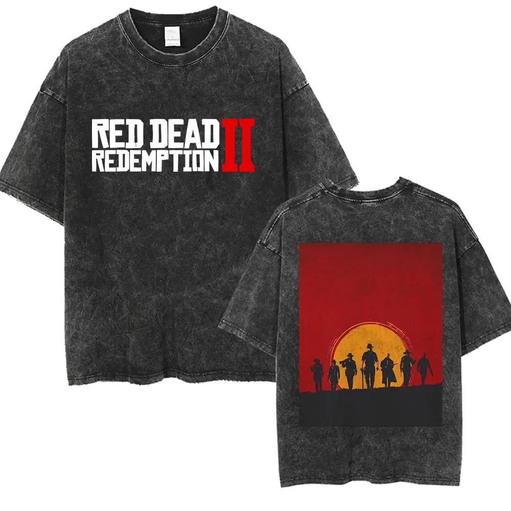 2026 T-shirt a maniche corte con scollo rotondo Y2k Unisex Nuova Top Magliette T-shirt Giocatore Red Dead Redemption 2 Lavata Vintage