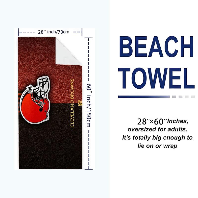 Cleveland Browns Print Beach Towel, Large Soft Quick Dry Towel for Beach Camping Swimming