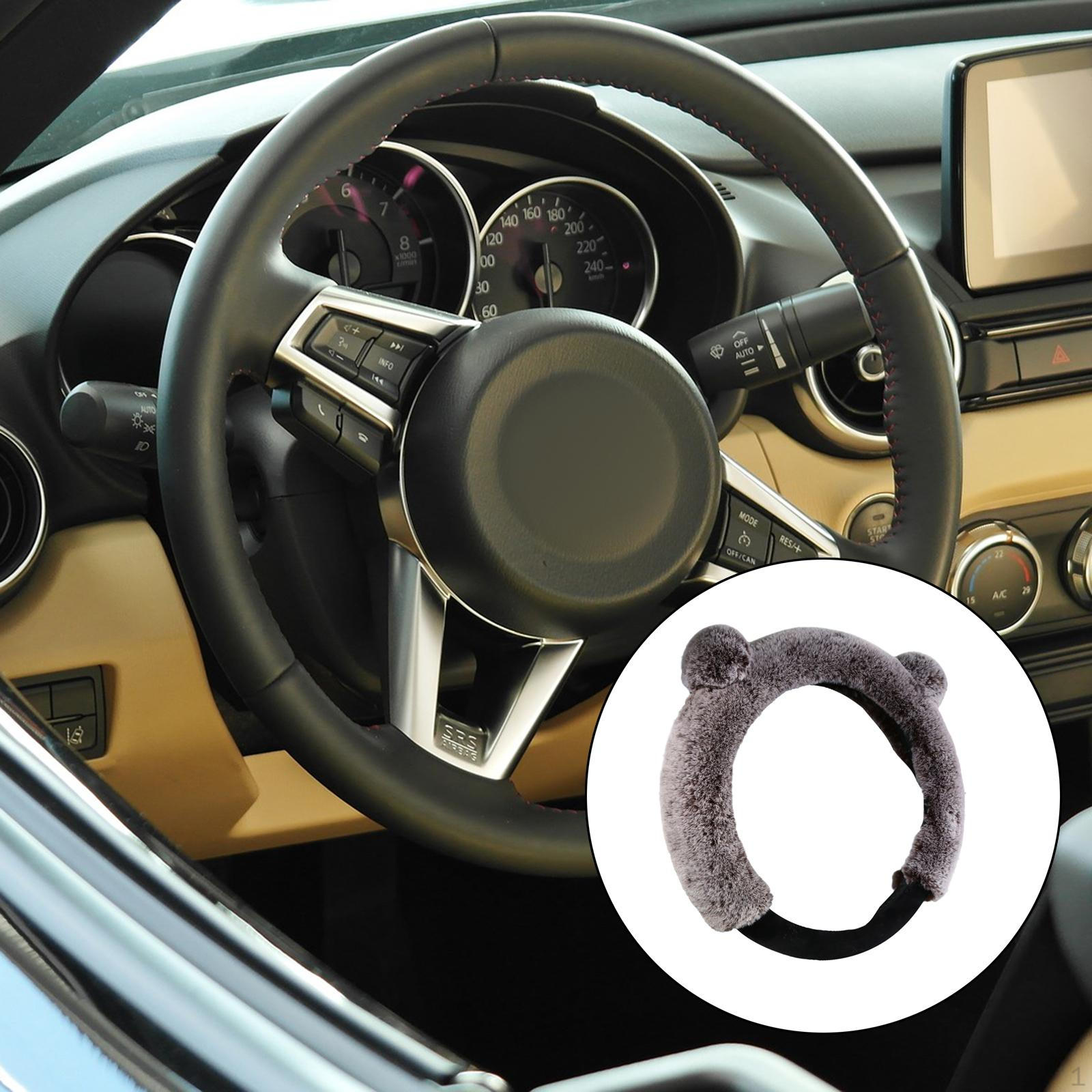 Elastic Fuzzy Steering Wheel Cover, Microfiber Plush Cover for Woman Girl,, Universal