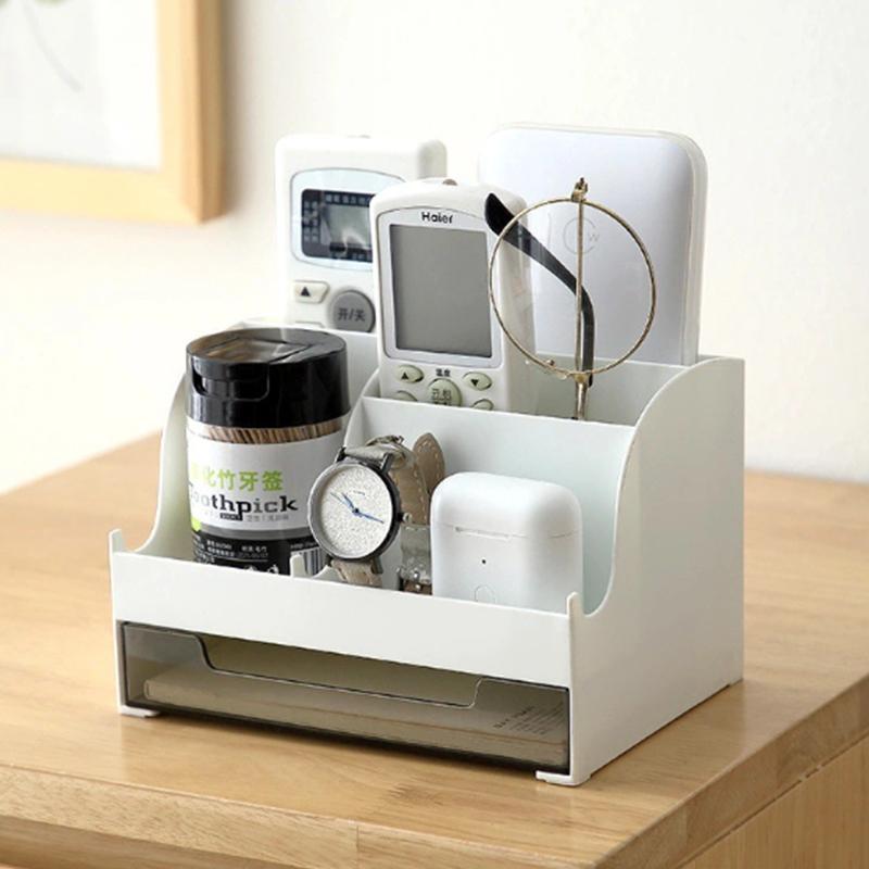 Desktop Storage Box Pen Holder Stationery Cosmetics Lipstick Organizer With Drawer Roomy Debris Storage Office Home
