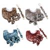4pcs/set Baby Girls Bib with Matching Headbands and Pacifier Clip Chain Shower Gift for 0-24 Months Infants Toddler