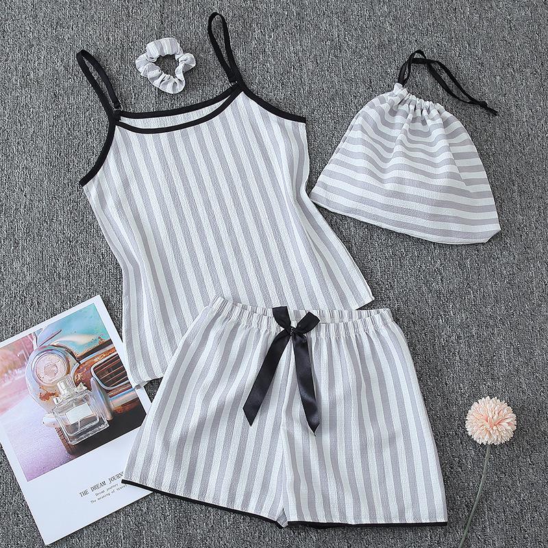 Parent-Child Matching Cotton Pajamas Set - Women's Tank Top & Shorts with Children's 7-Piece Homewear.