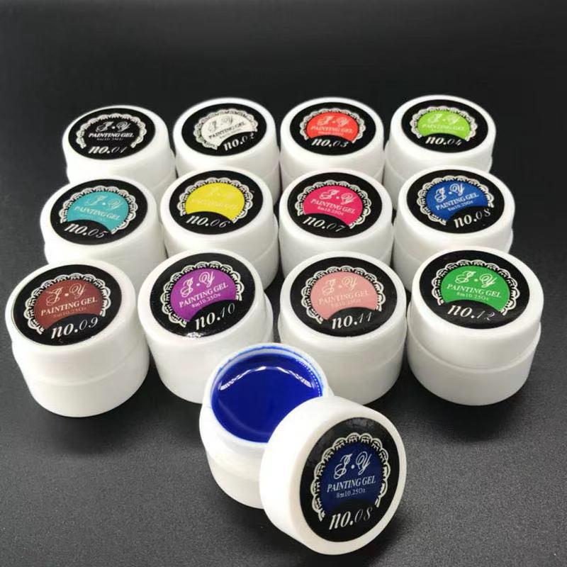 Nail Art Gel Set: 12 UV Colors for Painting, Drawing, and Solid Color Designs