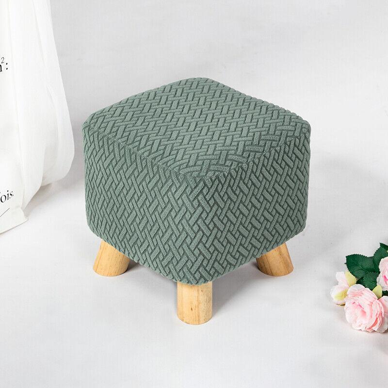 Square Stool Covers Thick Stretch Knitting Round Seat Covers Living Room Chair Cover Small Footstool Ottoman Slipcover Protector