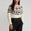 Polo Ralph Lauren SS23 Geometric Pattern Long Sleeve Pullover Sweater Women Sweater White 211860633-001