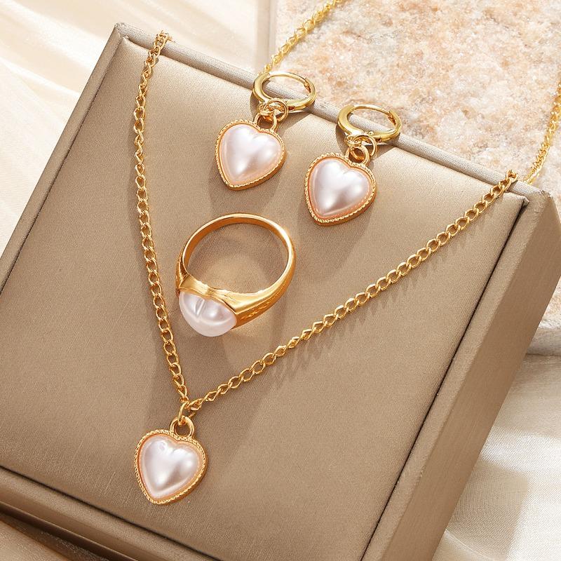 Simple Retro Elegant Exquisite Pearl Diamond Double Beaded Personalized French Collarbone Necklace Stud Earrings Set