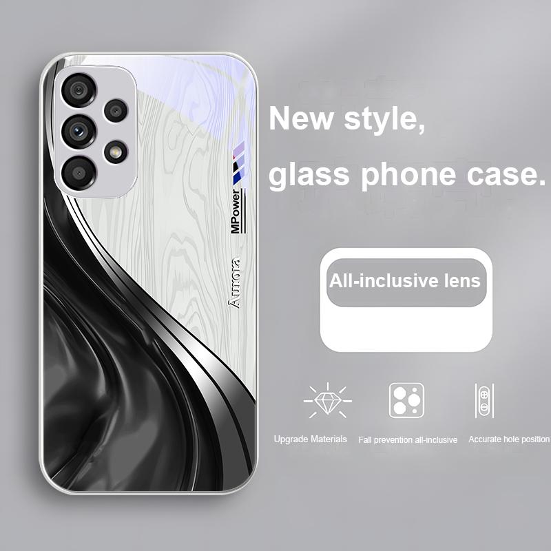 Wood Grain Silk Silver For Samsung Galaxy Note 10 Plus S20 21 FE S23 Ultra S8 9 A70 72 73 50 51 52 53 Tempered Glass Phone Case