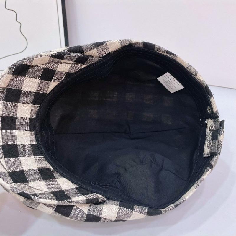 New spring and summer hats women's plaid forward cotton splicing painter hats hot summer cotton hats