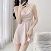 Spring and Summer New Ice and Snow Silk Chest Pad Sexy Swinging Collar Suspender Love Two-piece Set Nightdress Loungewear
