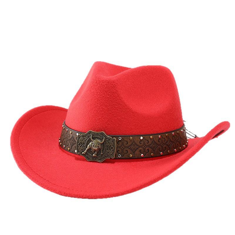 European and American retro western cowboy hat outdoor versatile felt top hat men's and women's jazz hat sun protection riding hat sun hat