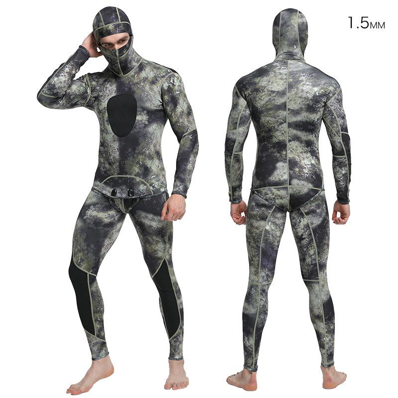 Męski 1,5MM Neoprenowy Kombinezon Dwuczęściowy Do Nurkowania w Kamuflażu