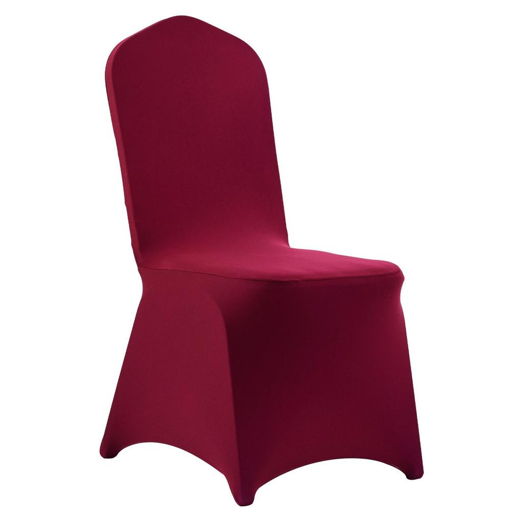 50 Pcs Burgundy Chair Covers, Polyester Spandex Chair Cover, Stretch Slipcovers for Wedding Party Dining Banquet Flat-Front Chair Covers, Fits Chair