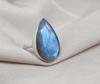 Faceted Pear Labradorite Ring: Handmade 925 Sterling Silver, Boho Minimalist