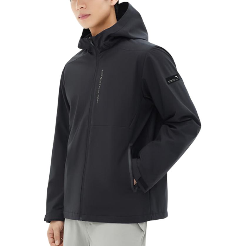 Anta Plain Hooded Woven Sports Outdoor Jacket Men Jacket Basic-Black 152417604S-4
