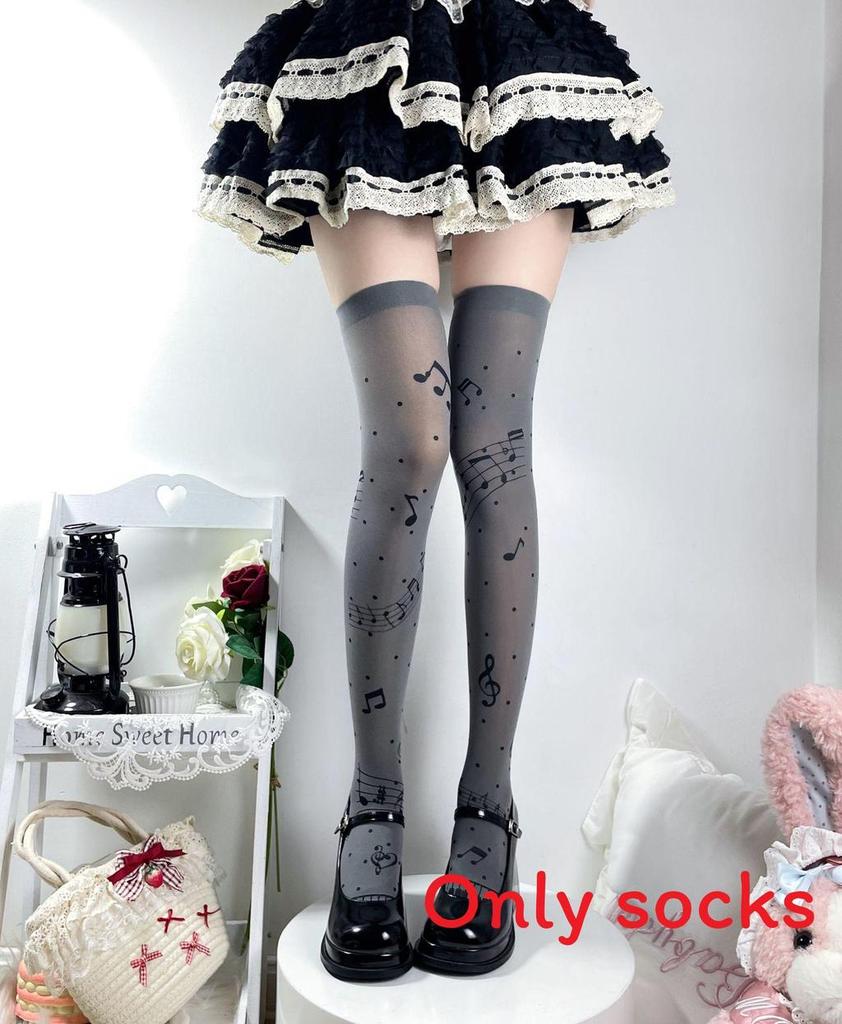 Y2k Geometric Pattern Overtheknee Socks With Velvet Fabric For Casual Wear
