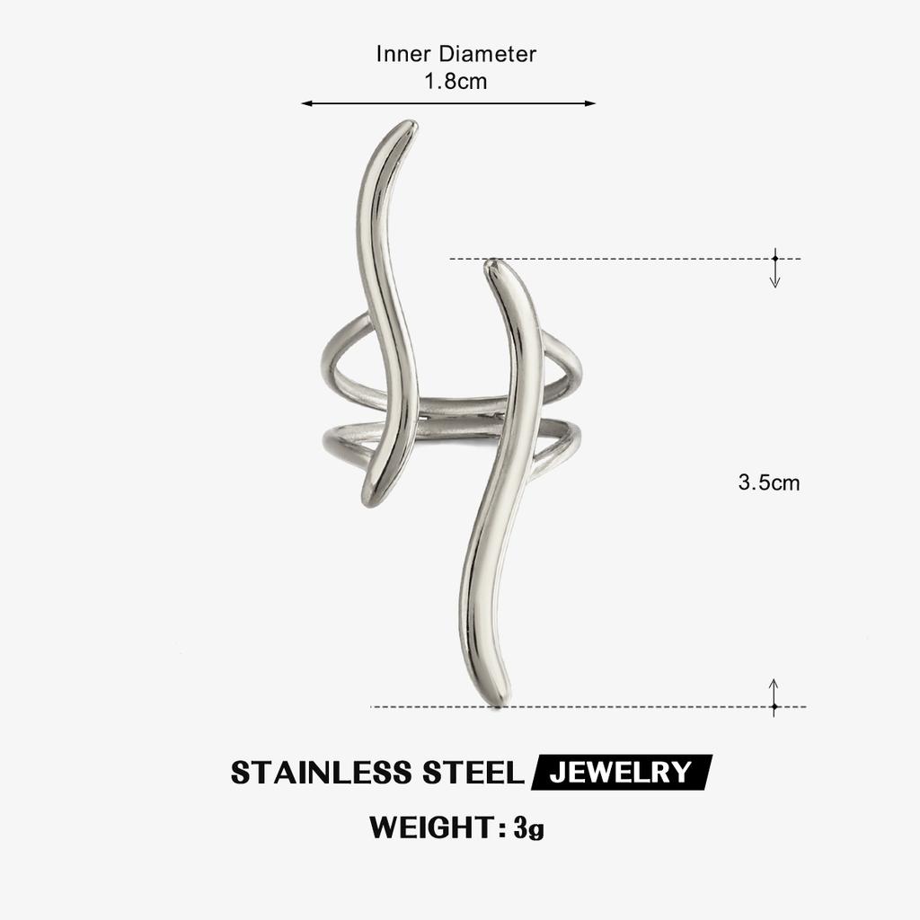 S  Stainless Steel Gold Color Geometric Line Open Ring for Women Simple Metal Irregular Twisted Adjustable Rings Jewelry Gift