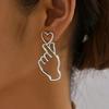 Women's Finger Heart Pendant Earrings - I Love You Gesture Jewelry, Simple Everyday and Valentine's Day Gift,  Elegant Earrings, Sweet Ear