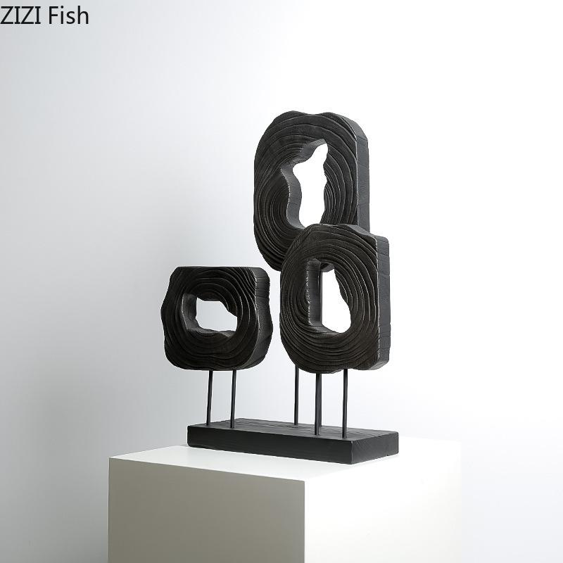 Abstract Triangle Statue Hollow Out Artwork Ornaments Desk Decoration Creative Wood Sculpture Crafts Room Aesthetic Decor