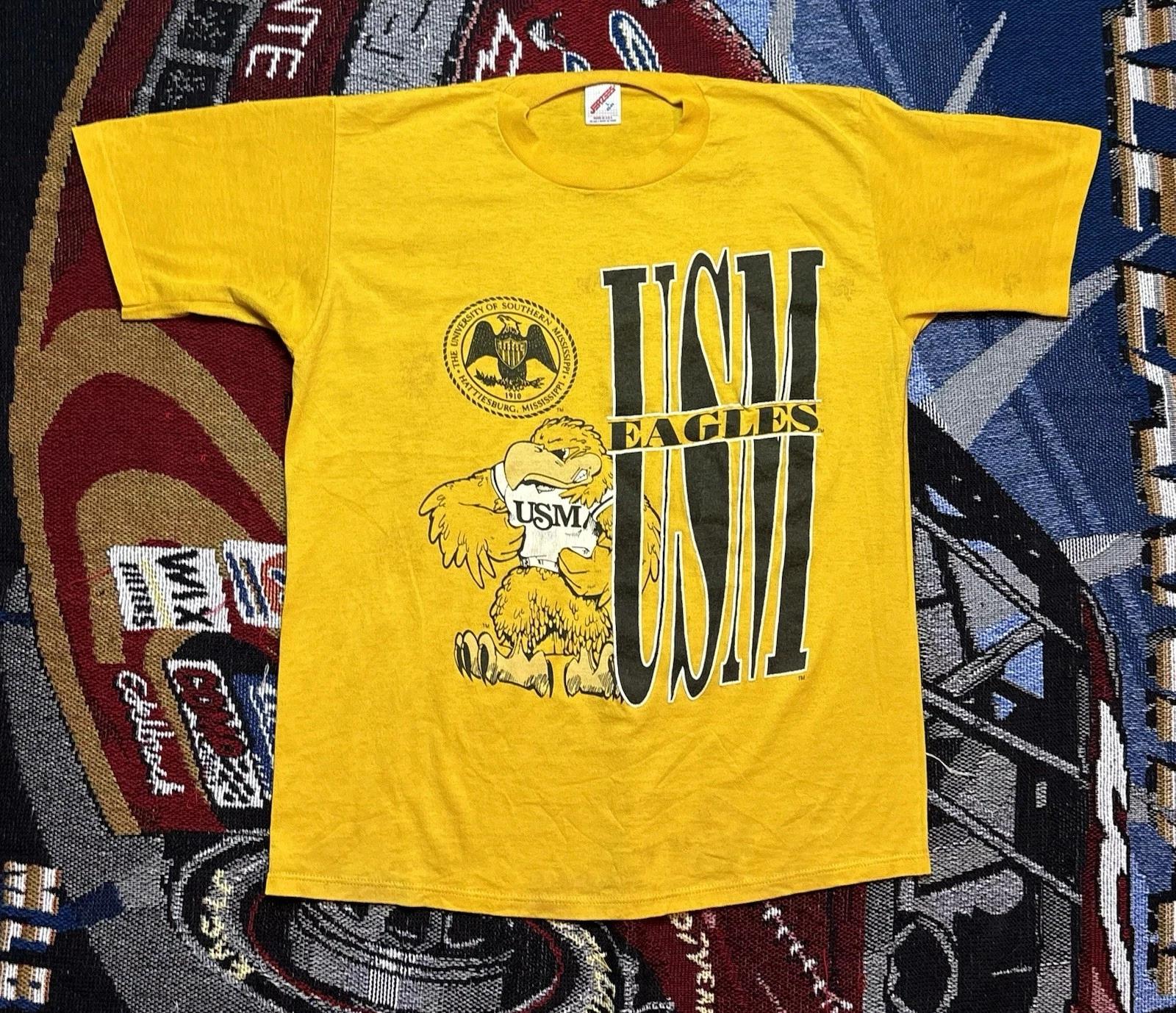 Vintage USM Shirt Golden Eagles Russell 80s Football Yellow Southern Mississippi L