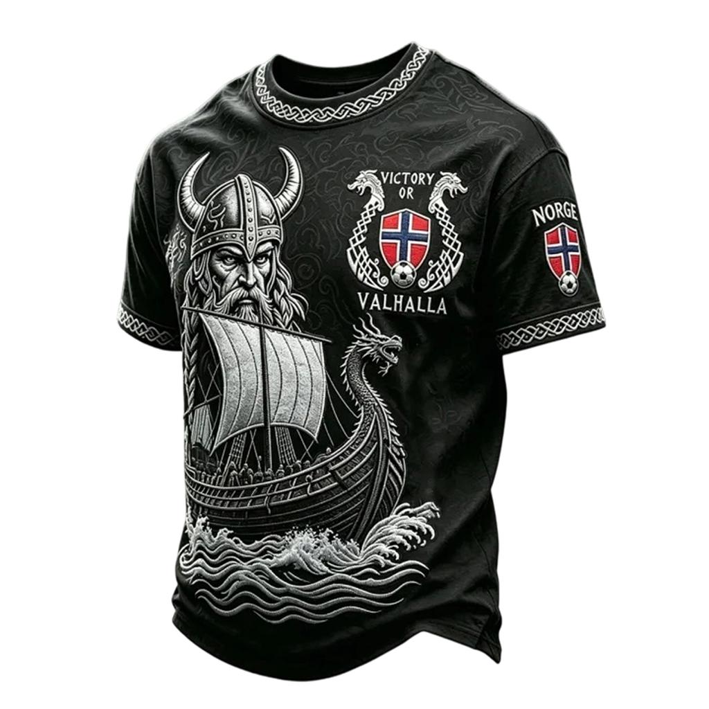 Herren Freizeit T-Shirt mit Print, Kurzarm, Leicht, Atmungsaktiv, Rundhals, Für den Alltag