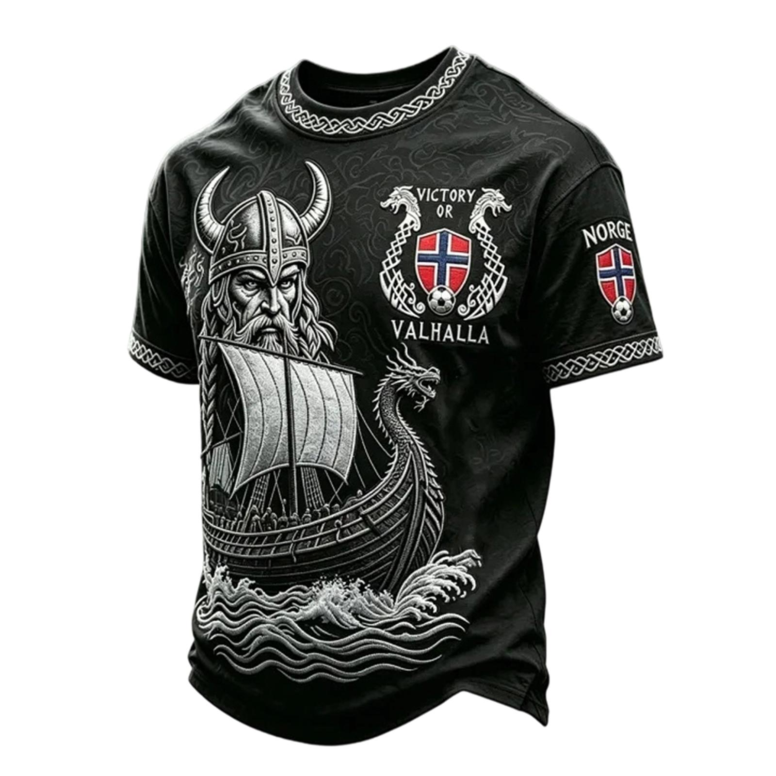 Men s Casual Printed Short Sleeve T-Shirt, Lightweight Breathable Round Neck Tee for Everyday Wear L