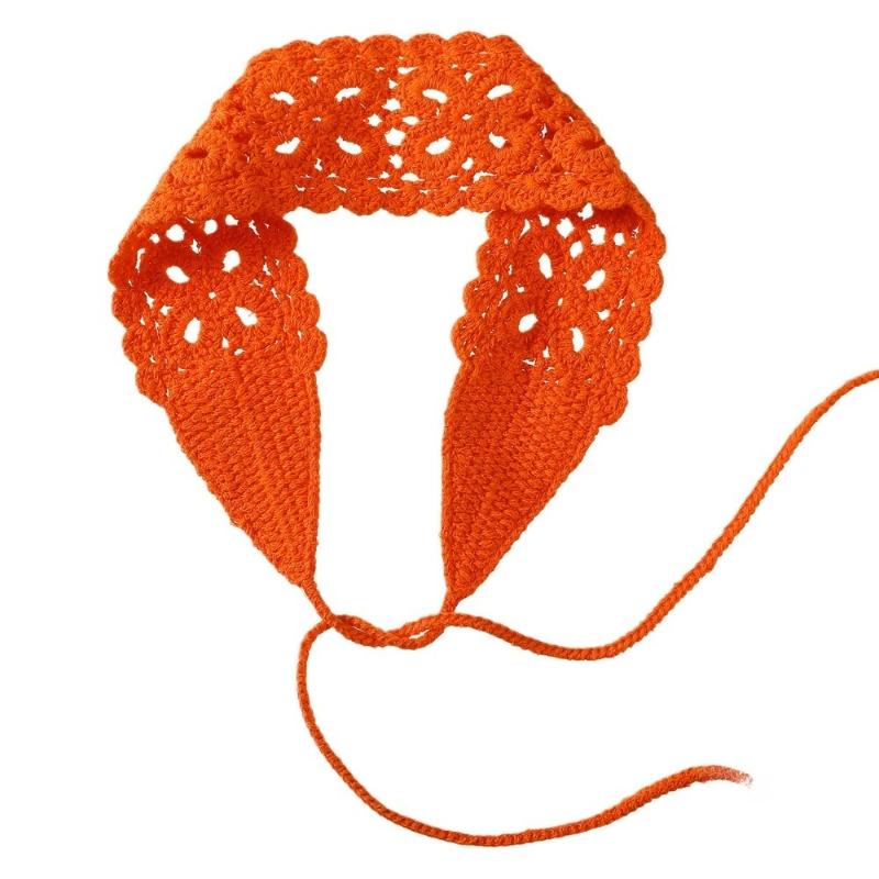 Fascia in maglia floreale estiva Turbante elasticizzato Fascia per capelli con fiore all'uncinetto Copricapo Bandane Per Ragazze Donne Accessori per capelli