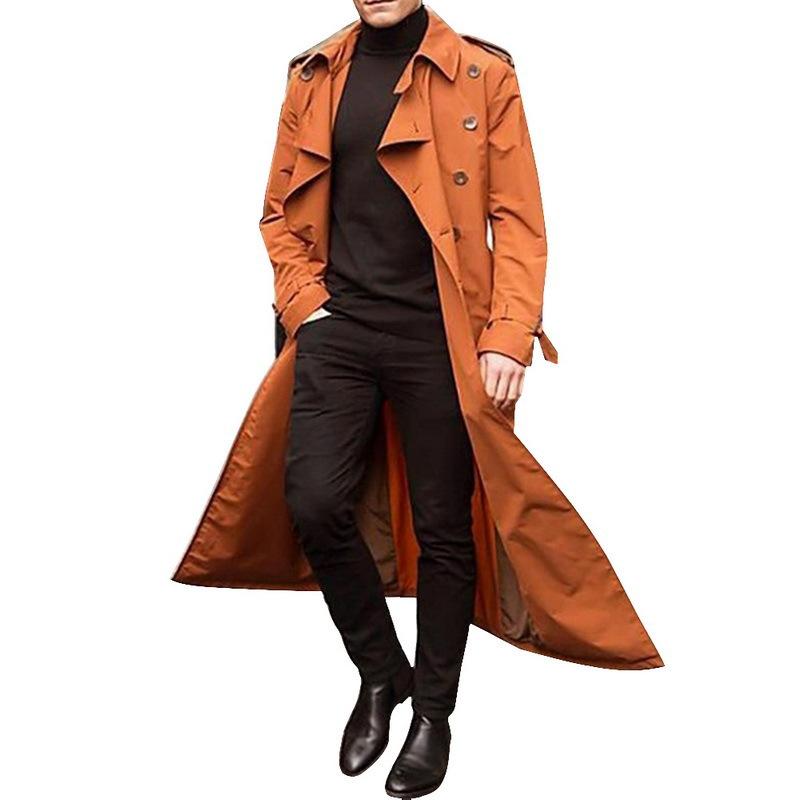 Men's Autumn and Winter European and American Style Coat Extra Long Windbreaker Casual Jacket