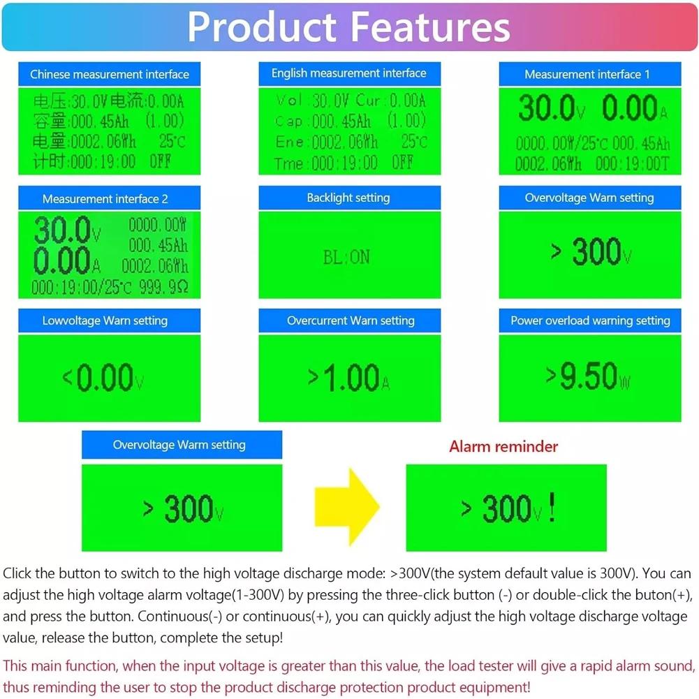 150W 200V Adjustable Electronic Load Tester USB Constant Current Battery Module Mobile Power Supply Tester Test Line Aging Disch