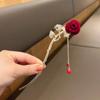 Vintage Rose Haar Sticks Hairwear Für Frauen Einfache Blume Rote Haarnadel Haar Zubehör Essstäbchen Scheibe Hairstick Kopfschmuck Schmuck