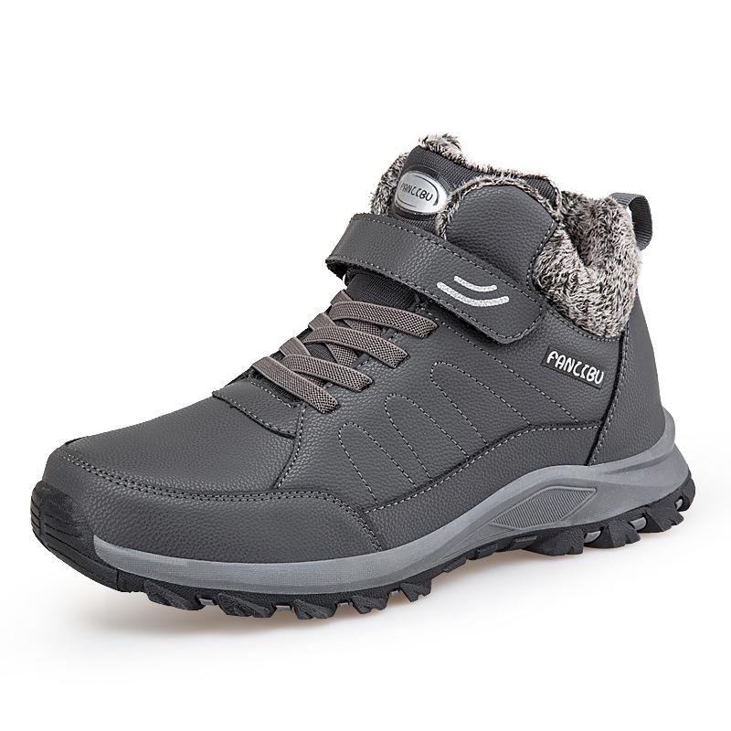 Vattentäta varma bomullsskor i läder damskor mammaskor vinter högskurna stora bomullsskor sammet äldre promenadskor herrskor pappaskor