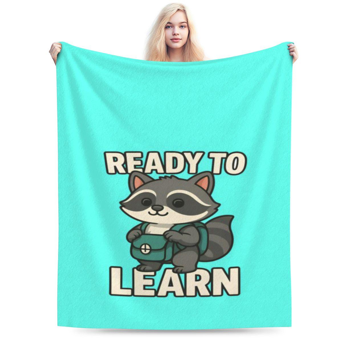 Ready To Learn Cute Raccoon Backpack School Design Personalized Soft Party An UltraSoft Micro Fleece Blanket 75x100cm 30x40in