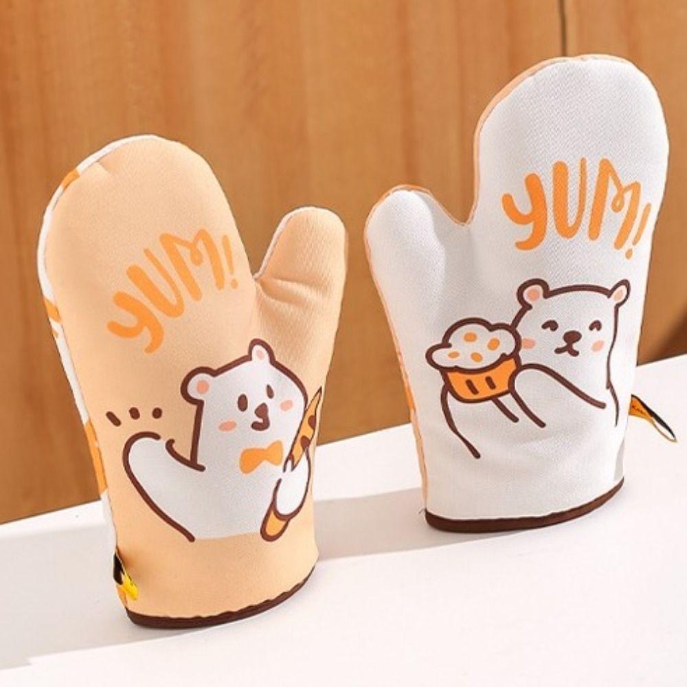 Verdickte, hitzebeständige Baumwollhandschuhe, Küchenofenhandschuhe, strapazierfähige Backhandschuhe