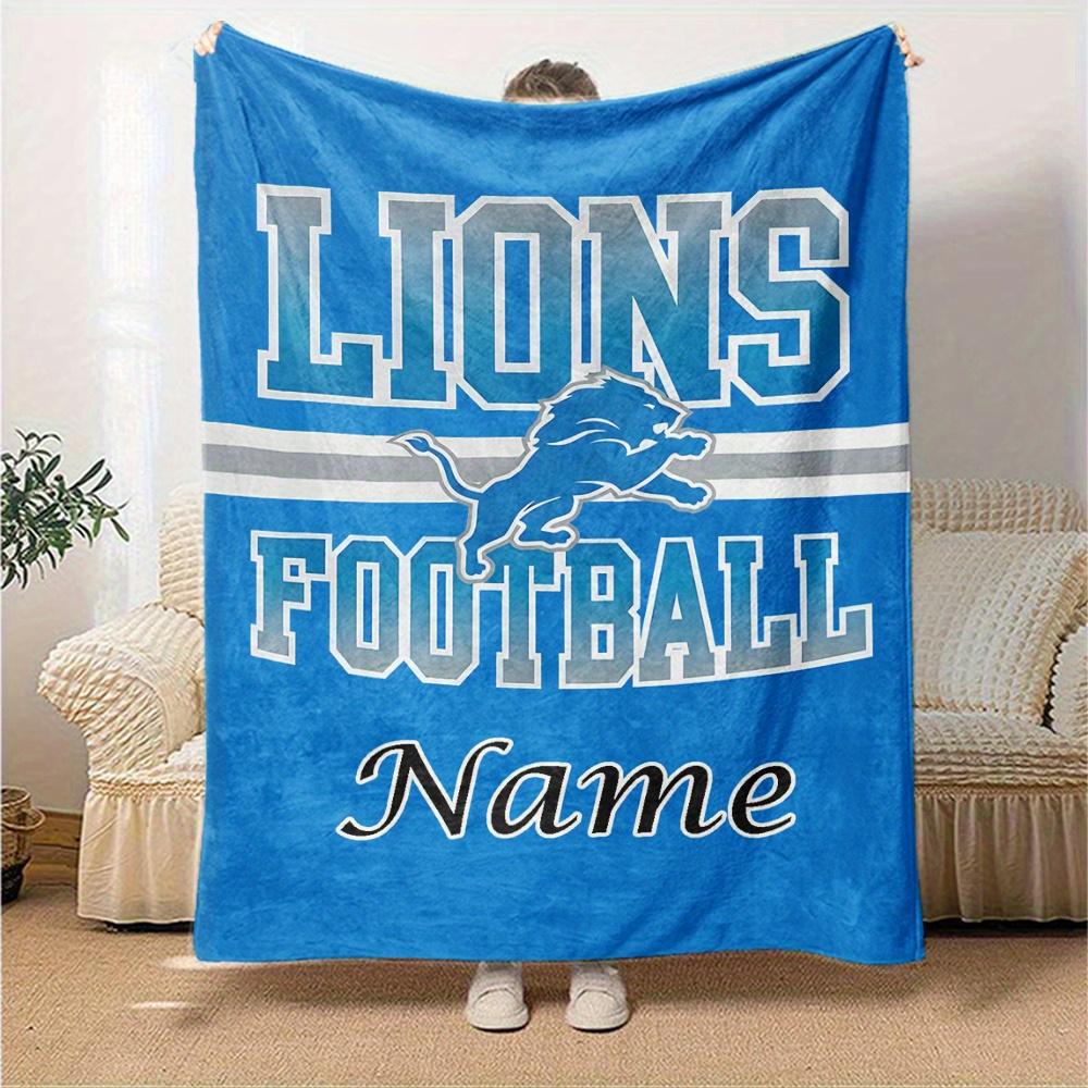 Lions Football Team Logo Customized Your Name Blanket Lightweight And Comfortable Warm Blanket Suitable For Bed Home Chair Office Sofa Camping
