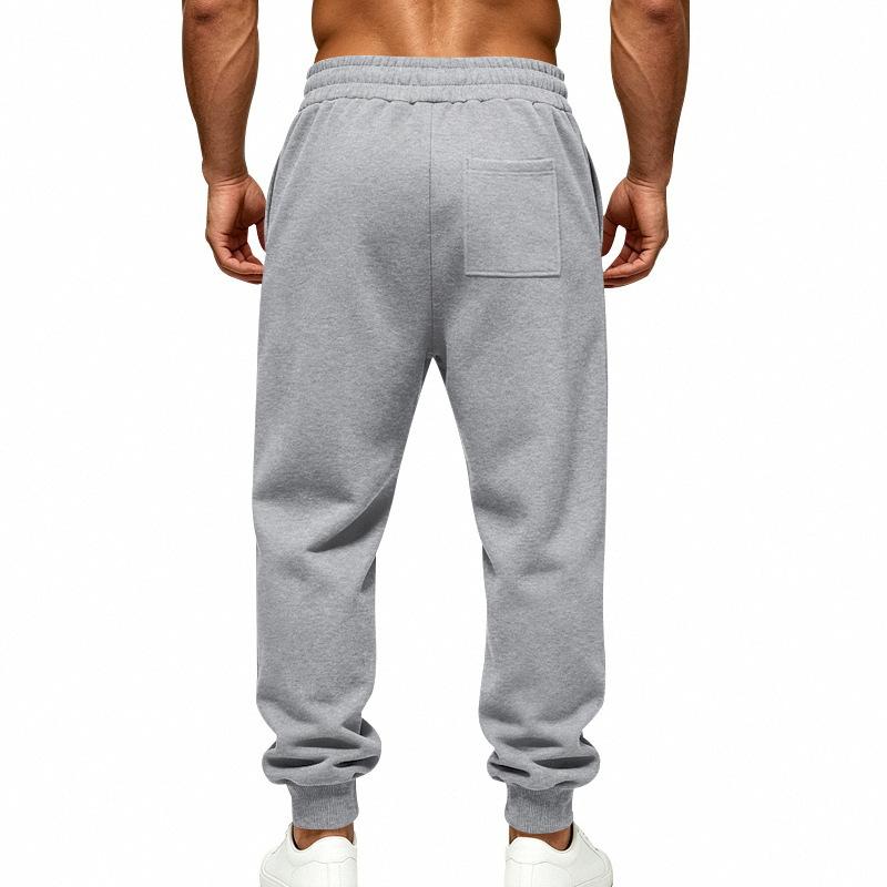Men Stripe Jogger Sweatpants, Elastic Drawstring Waist Stripe Thigh Panel Side Hand Pockets Ribbed Ankle Cuffs Soft Fleece‑Lined Casual Trousers