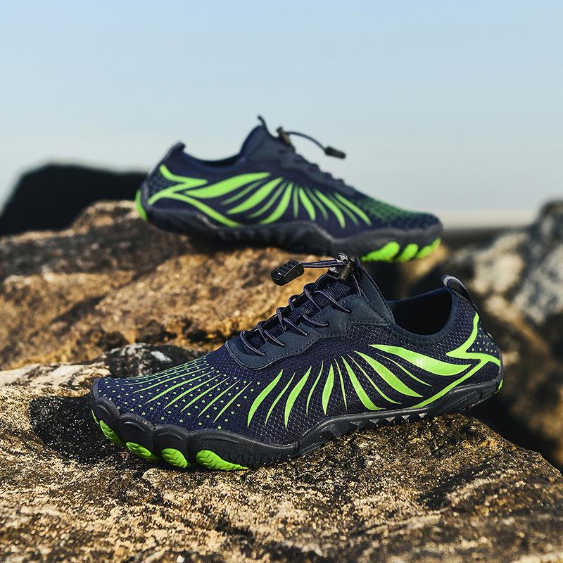 Fluorescent Green Running Shoes Men's Outdoor Hiking Creek Shoes Quick-drying Breathable Five-finger Shoes Low-top Fashionable Versatile Sports Shoes