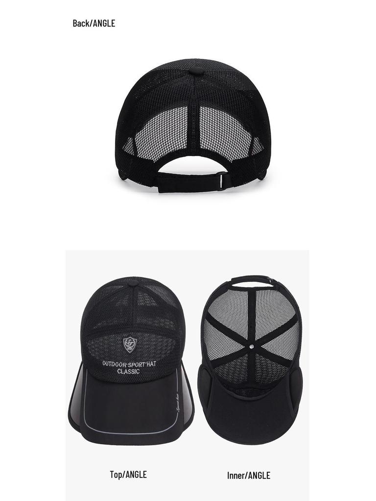 Unisex Summer Mesh Cap with Extended Telescopic Brim for Outdoor Sun Protection