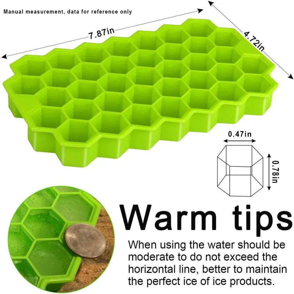 1PC 37Grid  Ice Tray Mold Food Grade Soft Silicone Ice Cube With Cover Honeycomb Washable And Reusable DIY Ice Maker Home Kitchen Tools