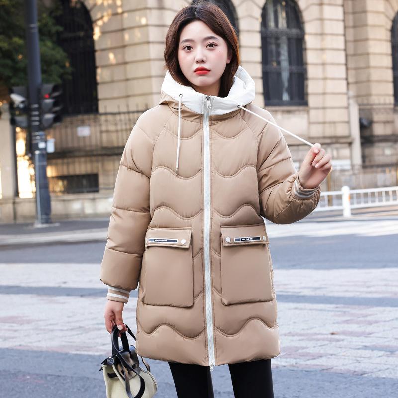 New Cotton-padded Women's Long Loose Hooded Cotton-padded Jacket Winter Students Plus Size Bread Coat