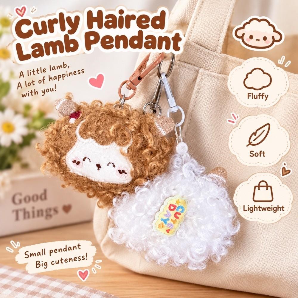 Soft Curly Haired Lamb Pendant Lightweight Sheep Pendant Bag Charm Plush Sheep Keychain  Teen Girl