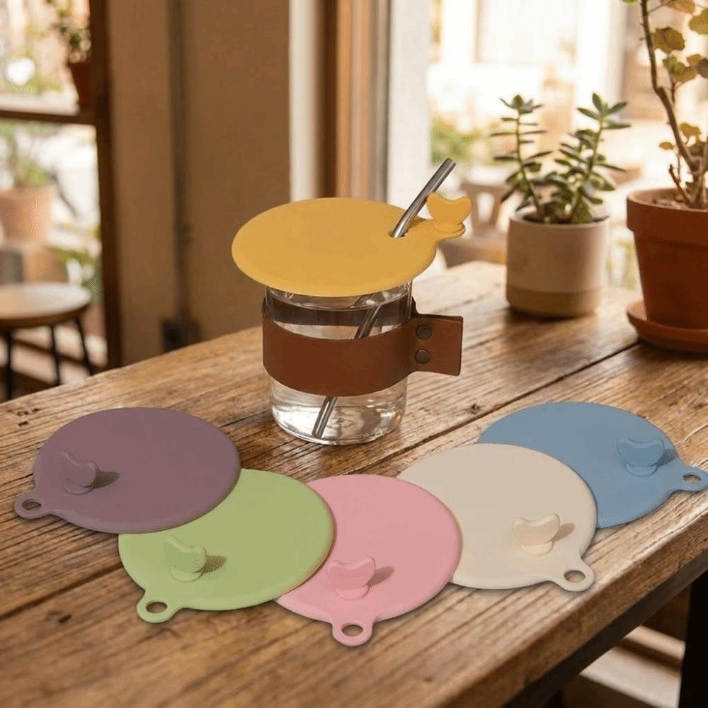 2PCS Silicone Dustproof Cup Lid Heat-Resistant Flexible Drinking Glass Cover Decorative Round Mug Sealed Cap For Ceramic Cup