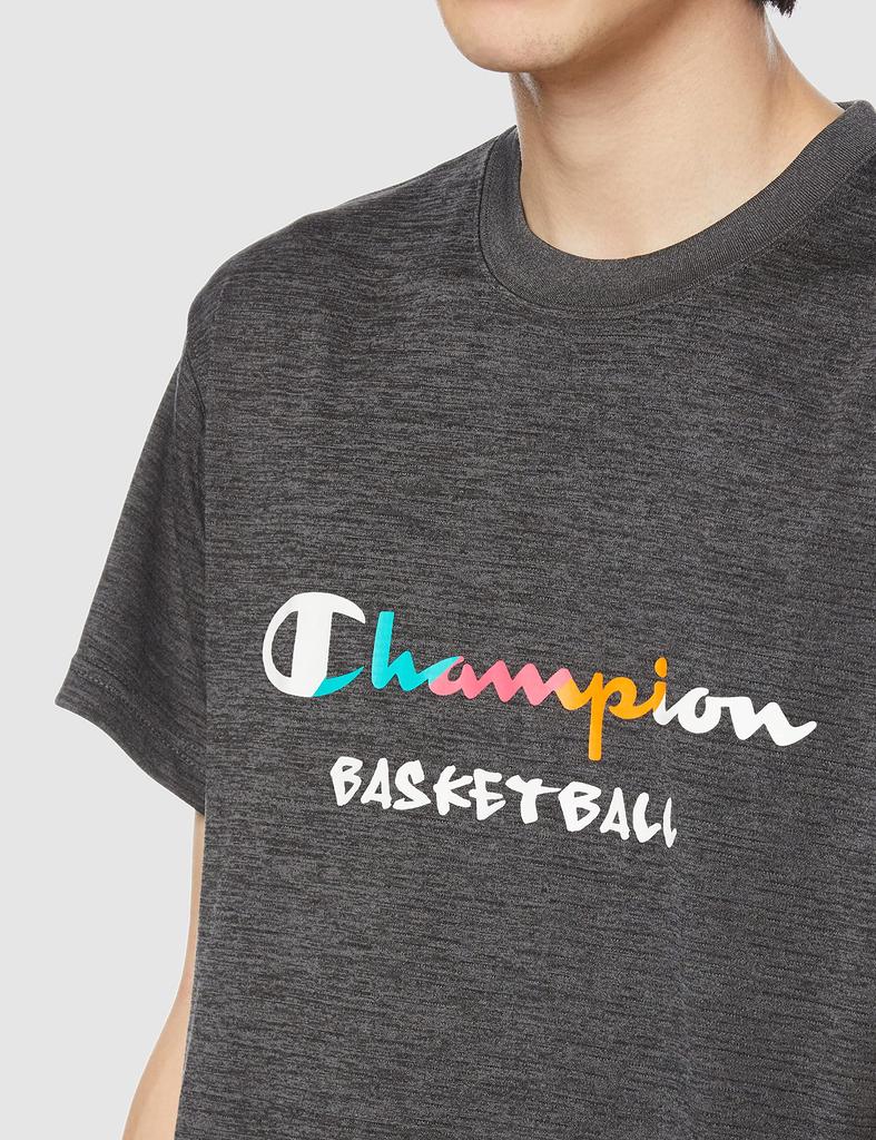 Champion Dry Saver Basketball Heather Size Graphic Logo Print T-Shirt, Men's Black, L, C3-VB354, Sweat-Reducing, Anti-Stick, Moisture-Wicking,