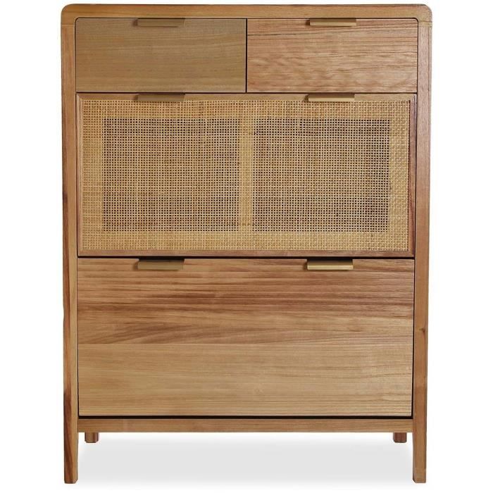 Chiffonnier En Bois - VERSA - Skopje - 2 Tiroirs - 107 X 80 X 30 Cm
